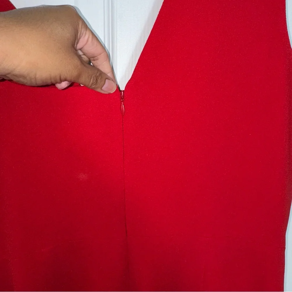 Dress The Population Erika‎ Red Sheath Midi Dress Wedding Guest Size M